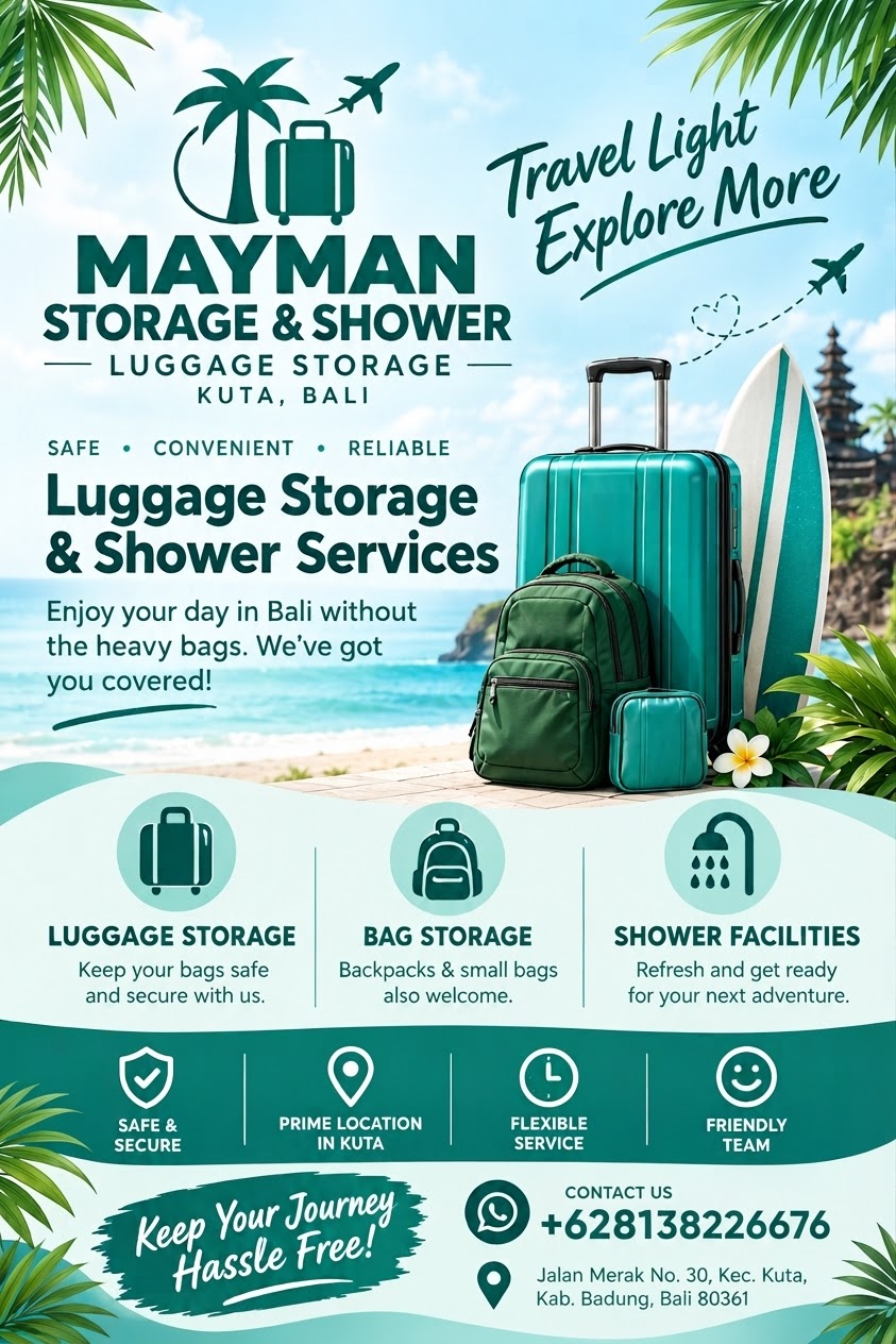 Mayman Storage & Shower luggage storage Kuta Bali near Bali Airport